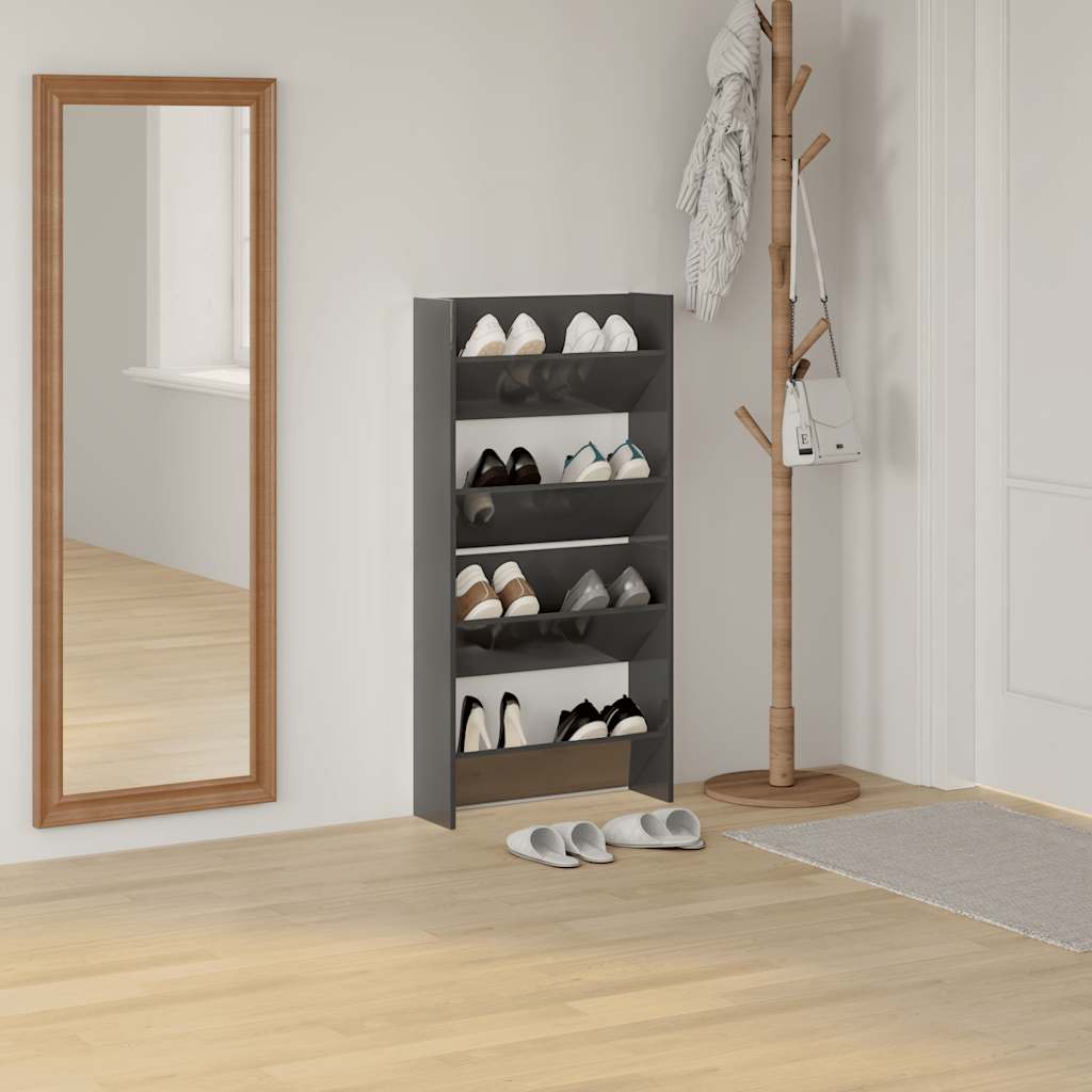 Vidaxl vægskoskabe 2 St 60x18x60 cm Træ Højglansgrå