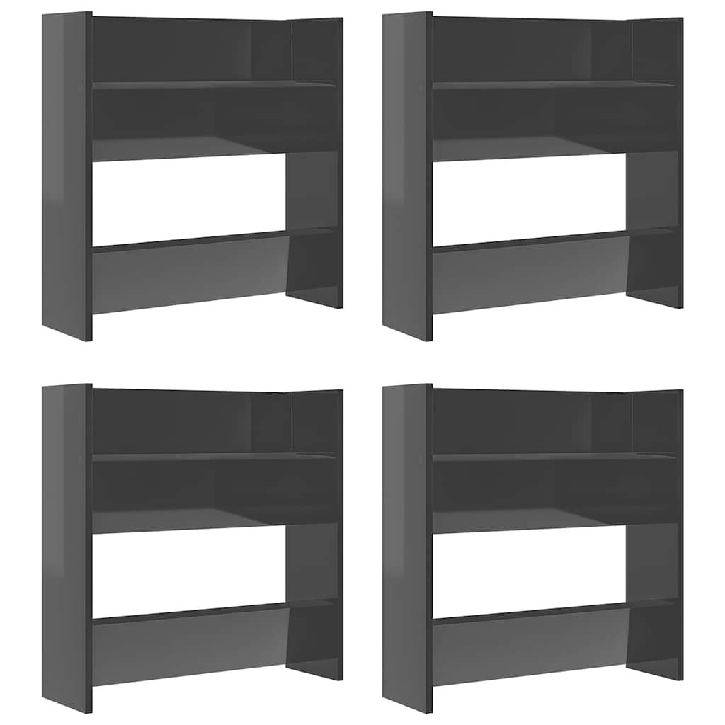 Vidaxl Wall Shoe Cabinets 4 St 60x18x60 cm Træ Højglansgrå