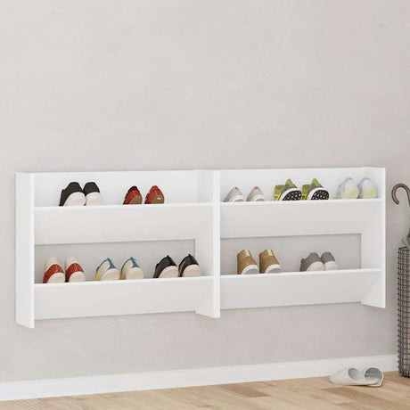 Vidaxl wandschoenenkasten 2 st 80x18x60 cm spaanplaat wit