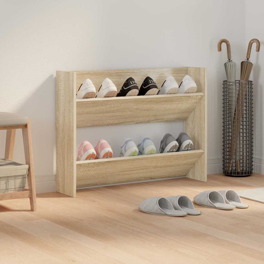 Vidaxl Wall Shoe Cabinet 80x18x60 cm Property Wood Sonoma Oak -farvet