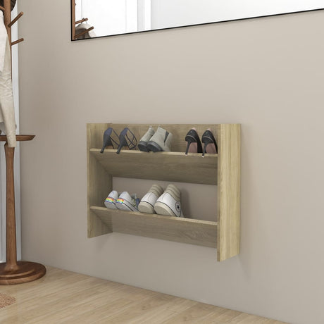 Vidaxl Wall Shoe Cabinet 80x18x60 cm Property Wood Sonoma Oak -farvet