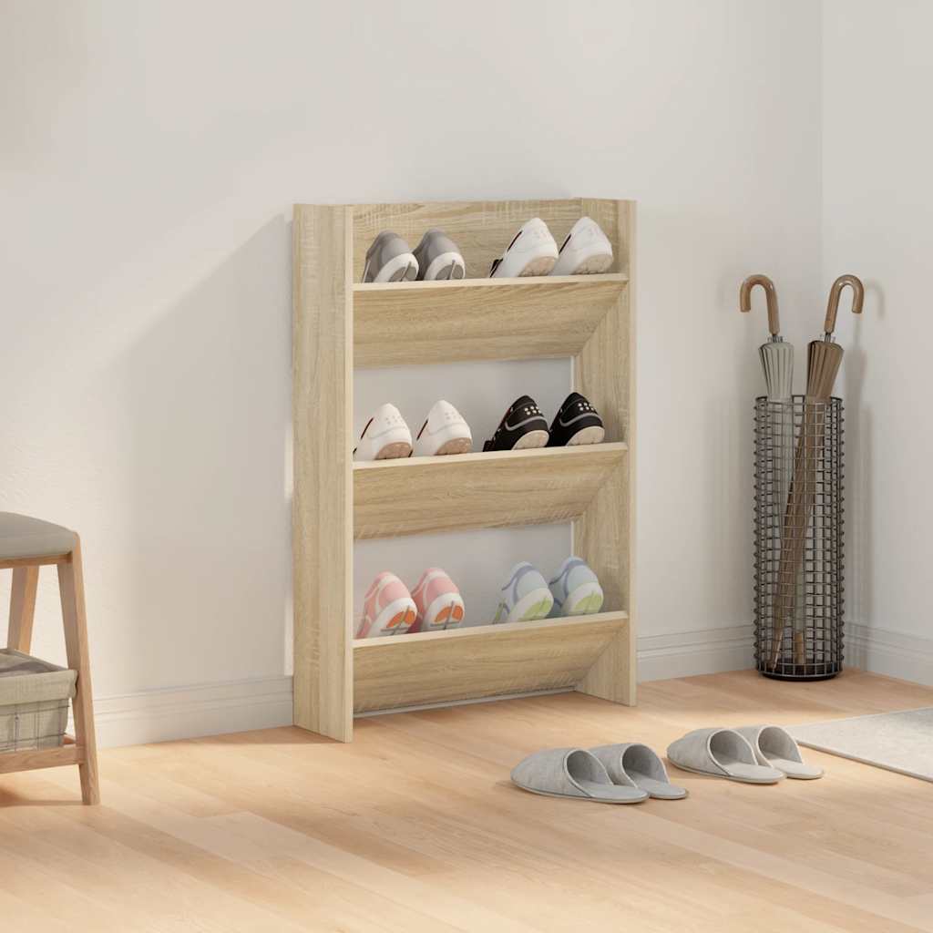 Vidaxl wandschoenenkast 60x18x90 cm spaanplaat sonoma eikenkleurig