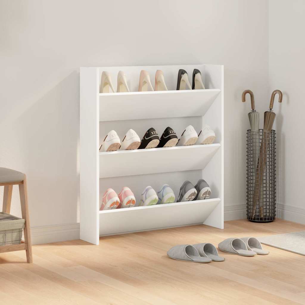 Vidaxl Wall Shoe Cabinet 80x18x90 cm Property Wood White