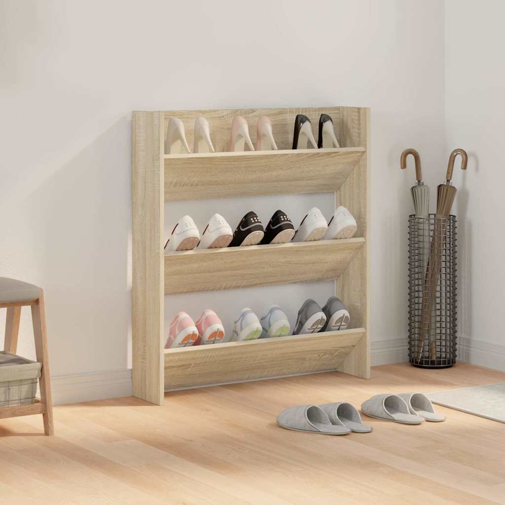 Vidaxl Wall Shoe Cabinet 80x18x90 cm Property Wood Sonoma Oak Color