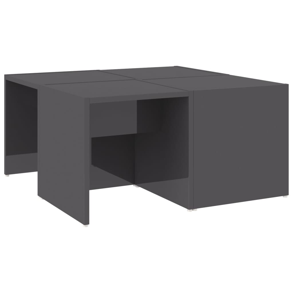 Vidaxl salontafels 4 st 33x33x33 cm bewerkt hout hoogglans grijs