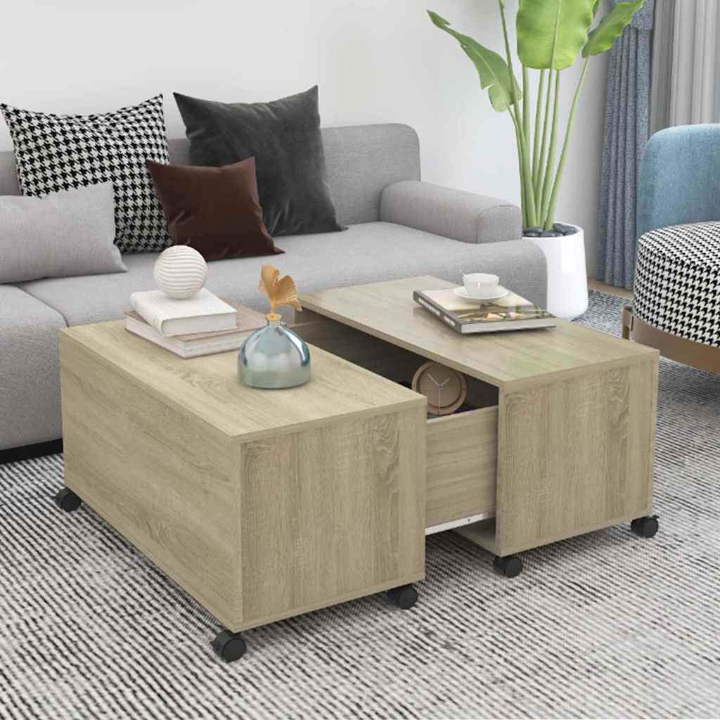 Vidaxl salontafel 75x75x38 cm bewerkt hout sonoma eikenkleurig