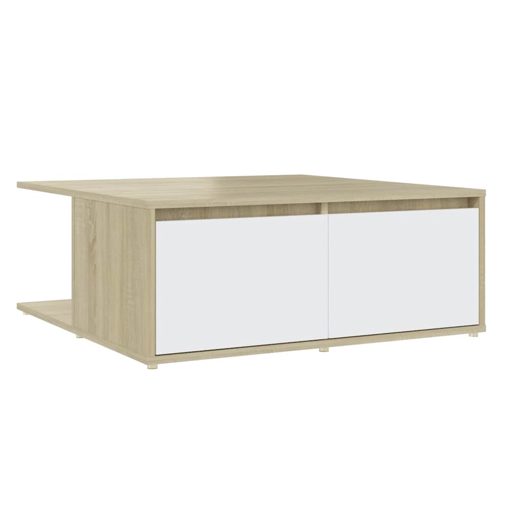 Vidaxl salontafel 80x80x31 cm bewerkt hout wit en sonoma eikenkleurig