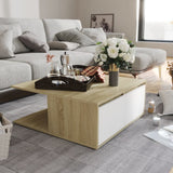 Vidaxl salontafel 80x80x31 cm bewerkt hout wit en sonoma eikenkleurig