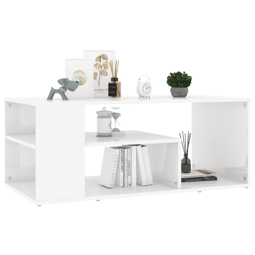 Vidaxl salontafel 100x50x40 cm bewerkt hout hoogglans wit