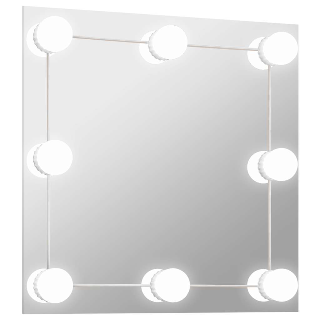 VidaXL vægspejl med LED-lamper firkantet glas