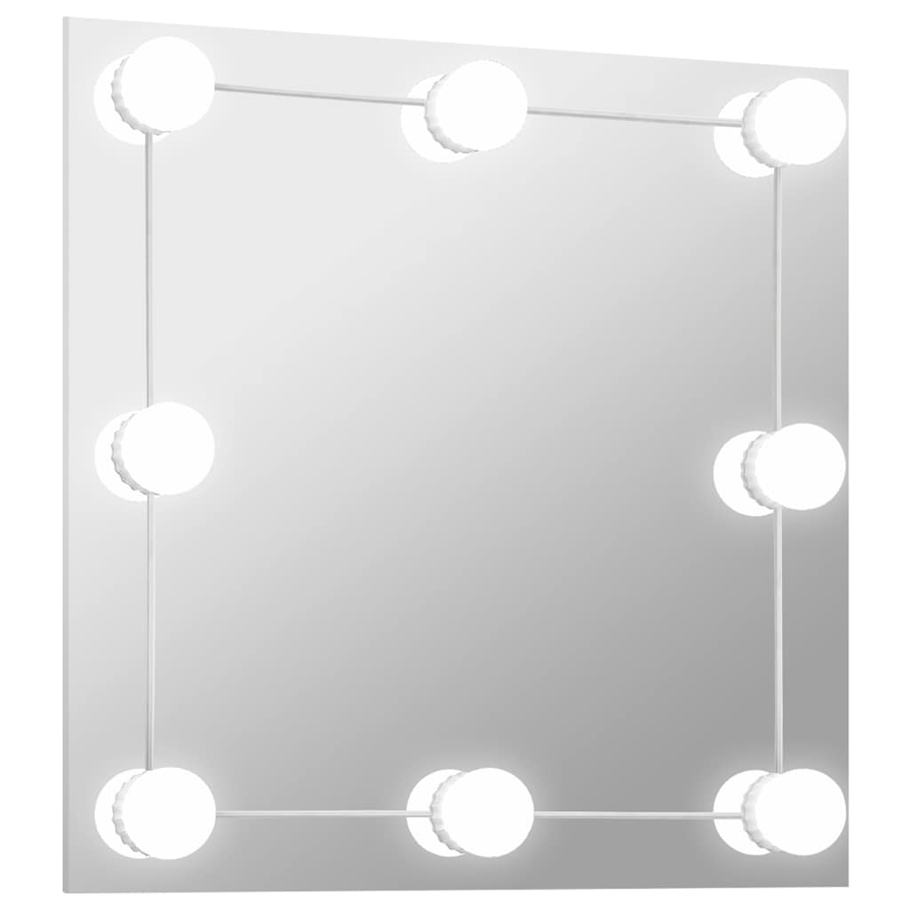 VidaXL vægspejl med LED-lamper firkantet glas