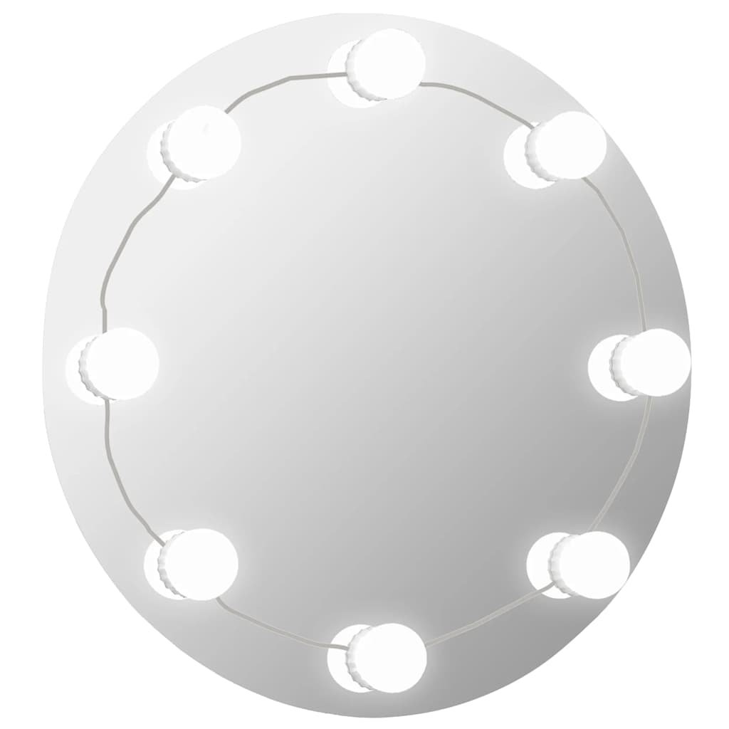 VidaXL vægspejl med LED lamper rundt glas