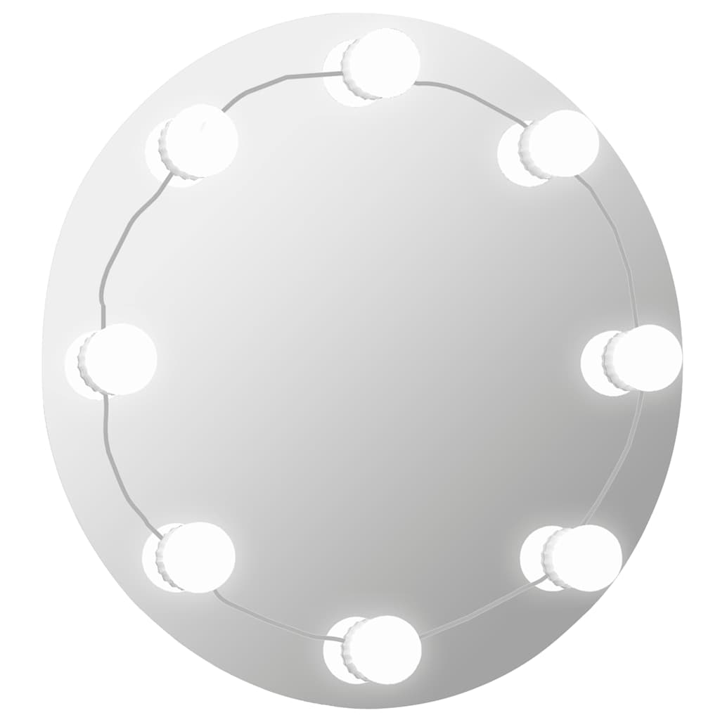 VidaXL vægspejl med LED lamper rundt glas