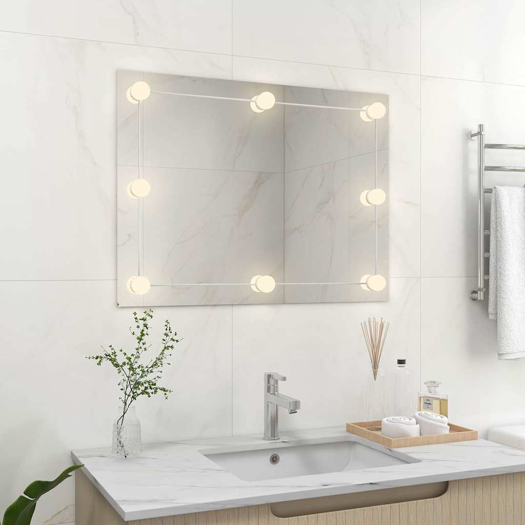 Vidaxx vægspejl uden ramme med LED-lamper, rektangulært glas