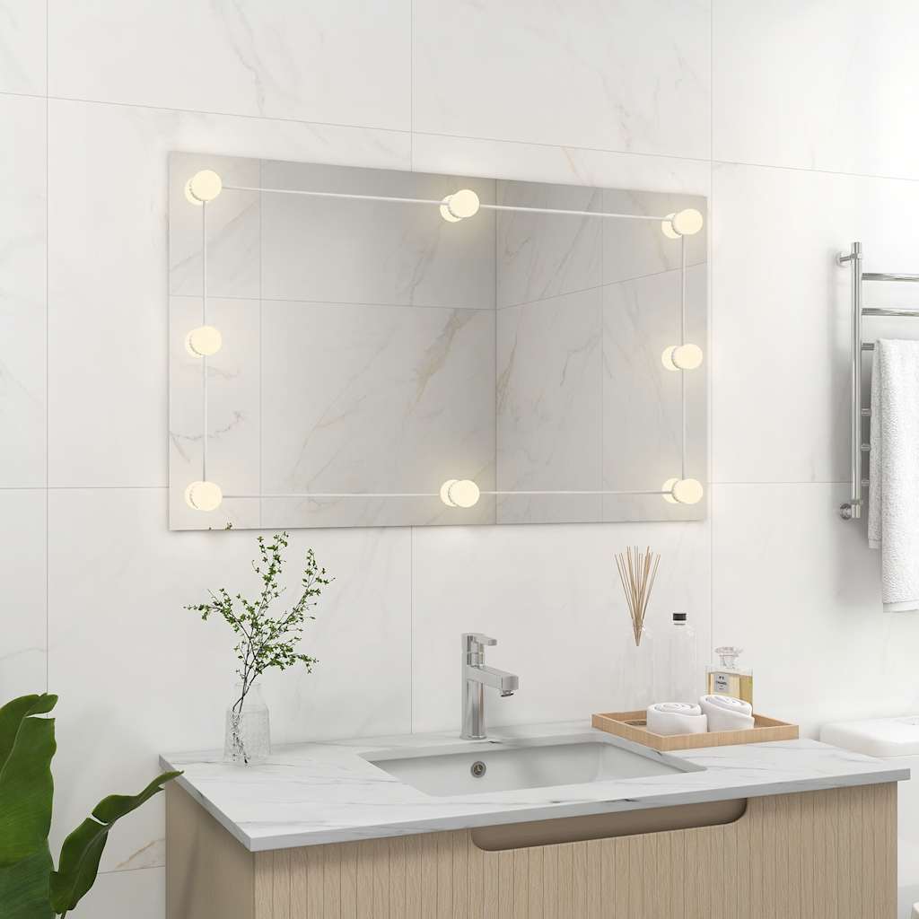 Vidaxx vægspejl uden ramme med LED-lamper, rektangulært glas