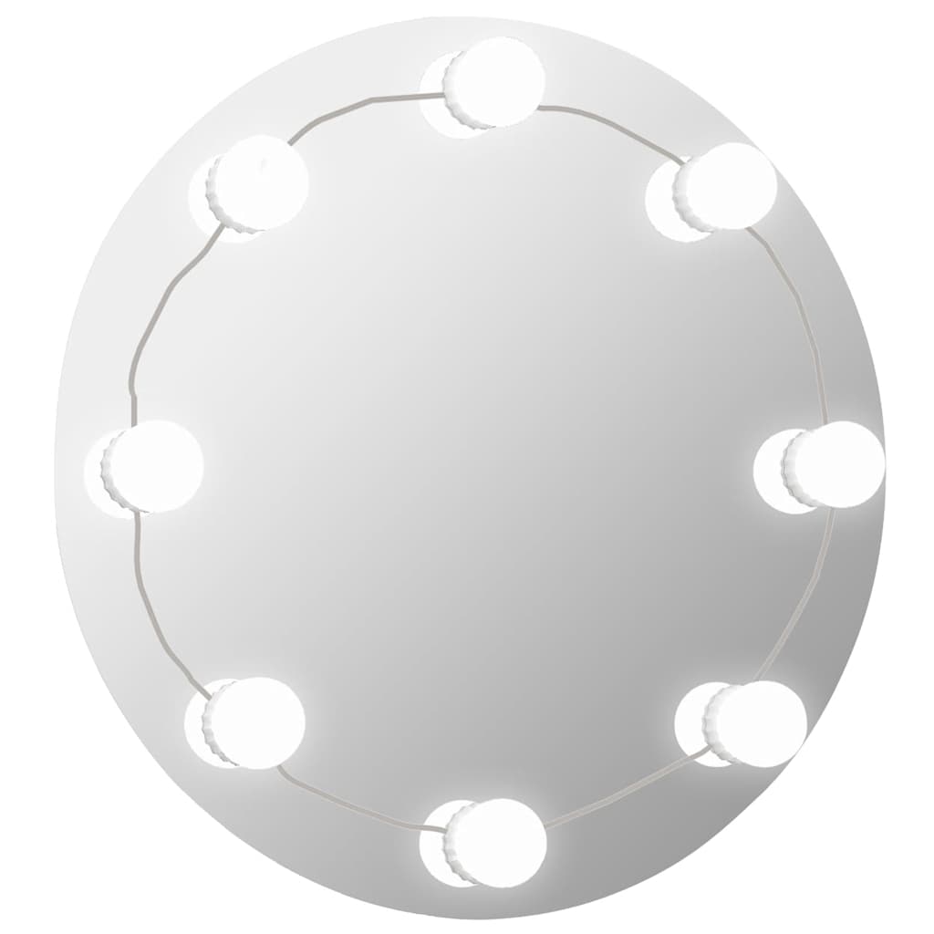 VidaXL vægspejl uden ramme med LED lamper rundt glas