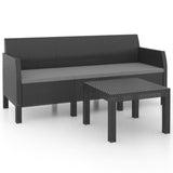 Vidaxl 2-delige loungeset met kussens pp rattan antracietkleurig