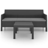 Vidaxl 2-delige loungeset met kussens pp rattan antracietkleurig