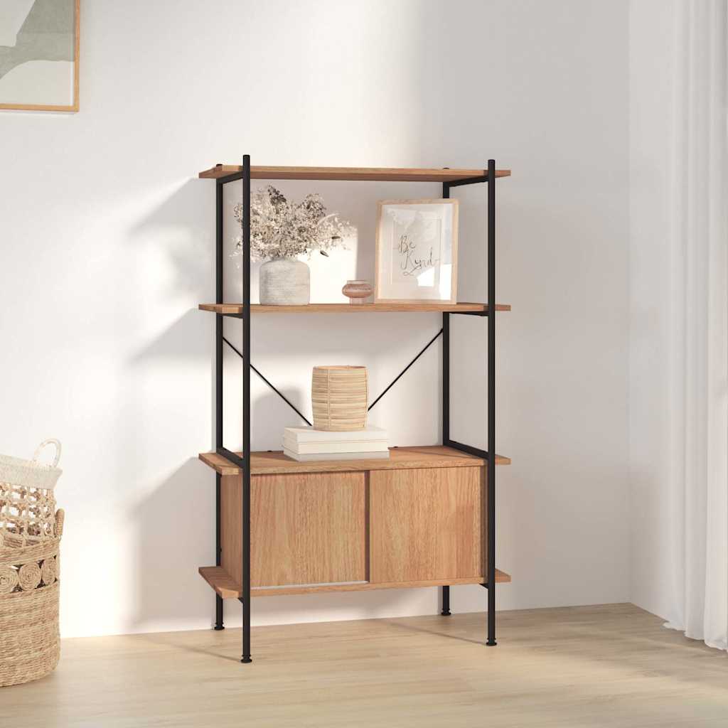 Vidaxl opbergrek 4-laags met kast 80x40x130 cm staal en bewerkt hout