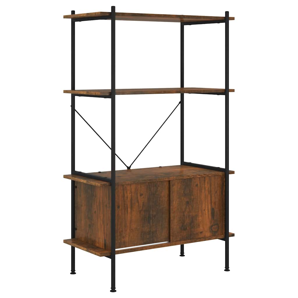 Vidaxl opbergrek 4-laags met kast 80x40x130 cm staal en bewerkt hout