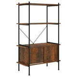 Vidaxl opbergrek 4-laags met kast 80x40x130 cm staal en bewerkt hout