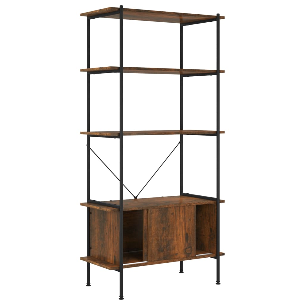 Vidaxl opbergrek 5-laags met kast 80x40x163 cm staal en bewerkt hout