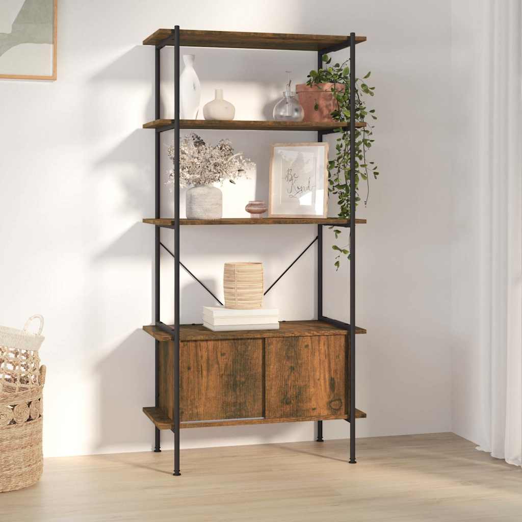 Vidaxl opbergrek 5-laags met kast 80x40x163 cm staal en bewerkt hout