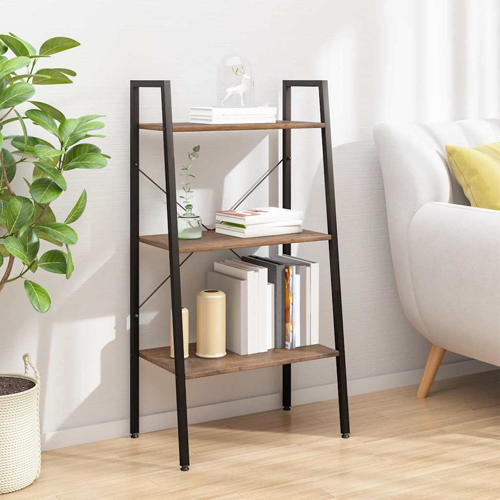Vidaxl opbergmeubel met 3 lagen 56x35x108 cm donkerbruin en zwart