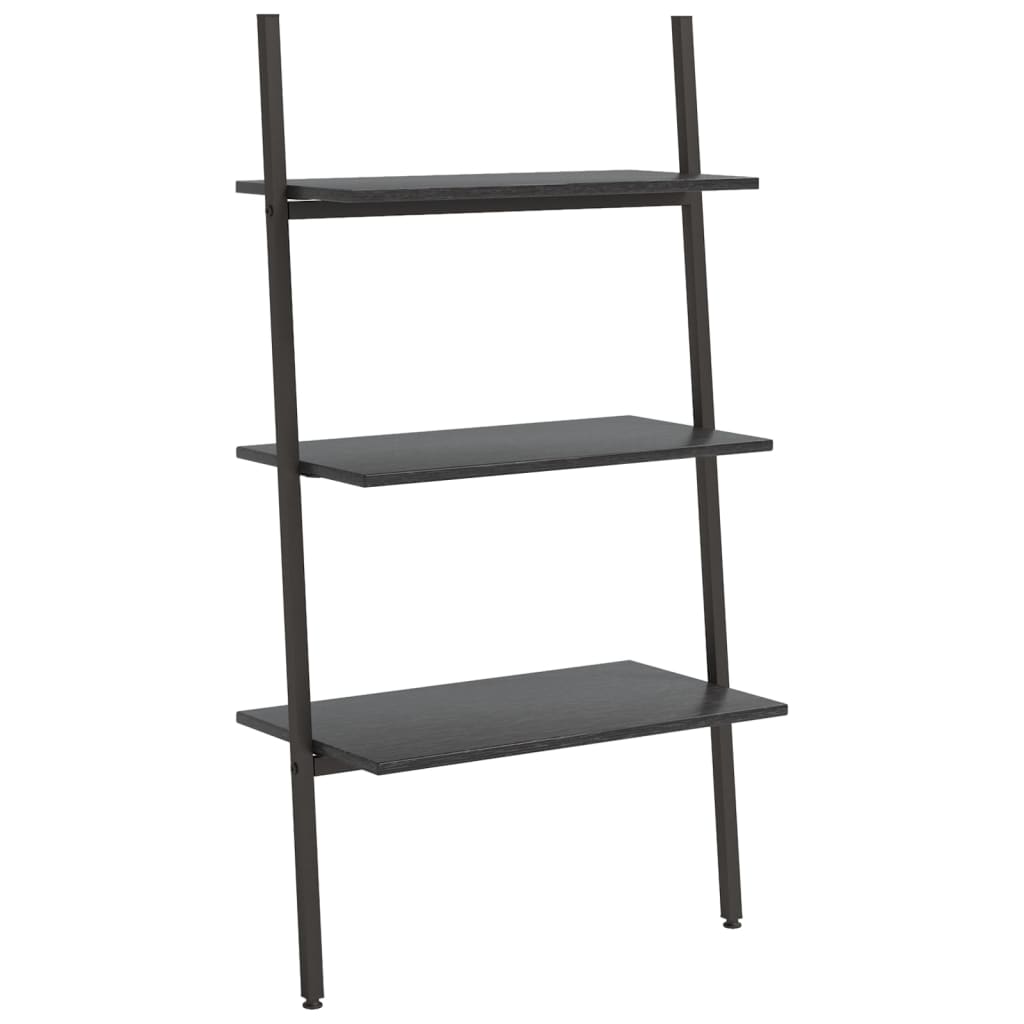 Vidaxl ladderrek met 3 schappen 64x34x116 cm zwart