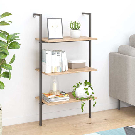 Vidaxl ladderrek met 3 schappen 64x35x120,5 cm lichtbruin en zwart