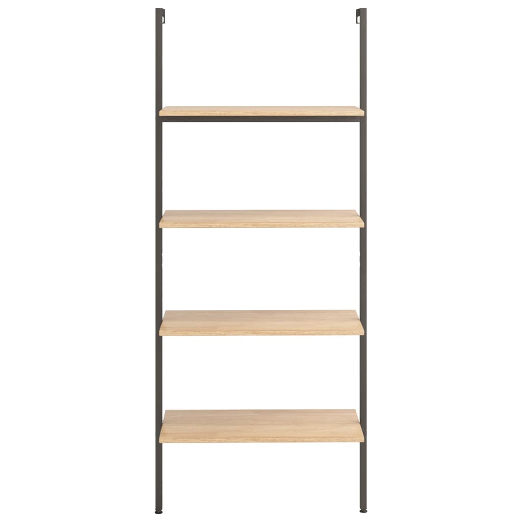 Vidaxl ladderrek met 4 schappen 64x35x152,5 cm lichtbruin en zwart