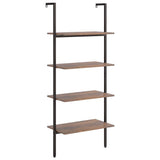 Vidaxl ladderrek met 4 schappen 64x35x152,5 cm donkerbruin en zwart