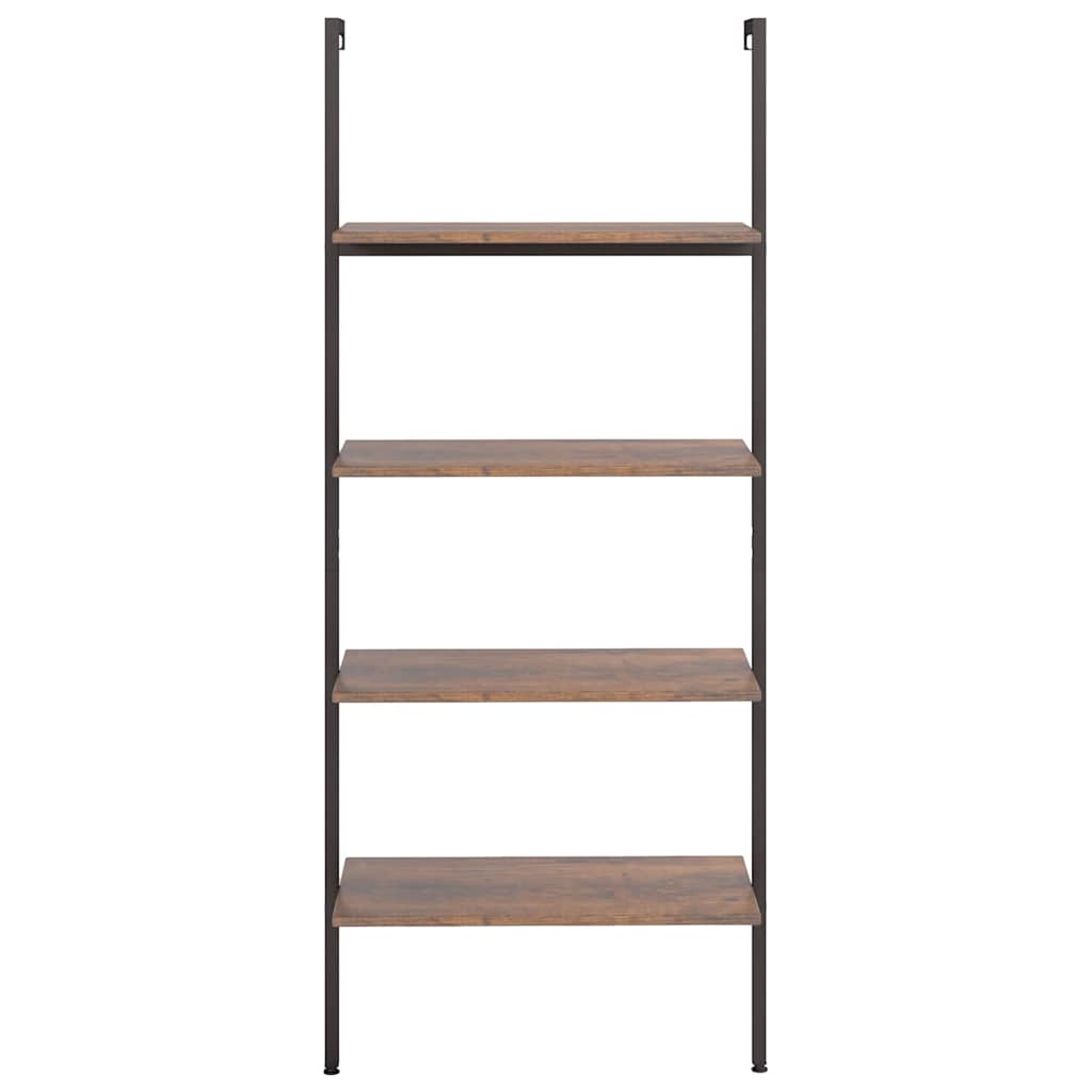 Vidaxl ladderrek met 4 schappen 64x35x152,5 cm donkerbruin en zwart