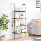 Vidaxl ladderrek met 4 schappen 64x35x152,5 cm donkerbruin en zwart