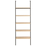 Vidaxl ladderrek met 5 schappen 64x35x185 cm lichtbruin en zwart