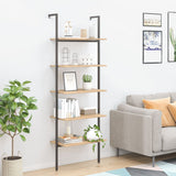 Vidaxl ladderrek met 5 schappen 64x35x185 cm lichtbruin en zwart