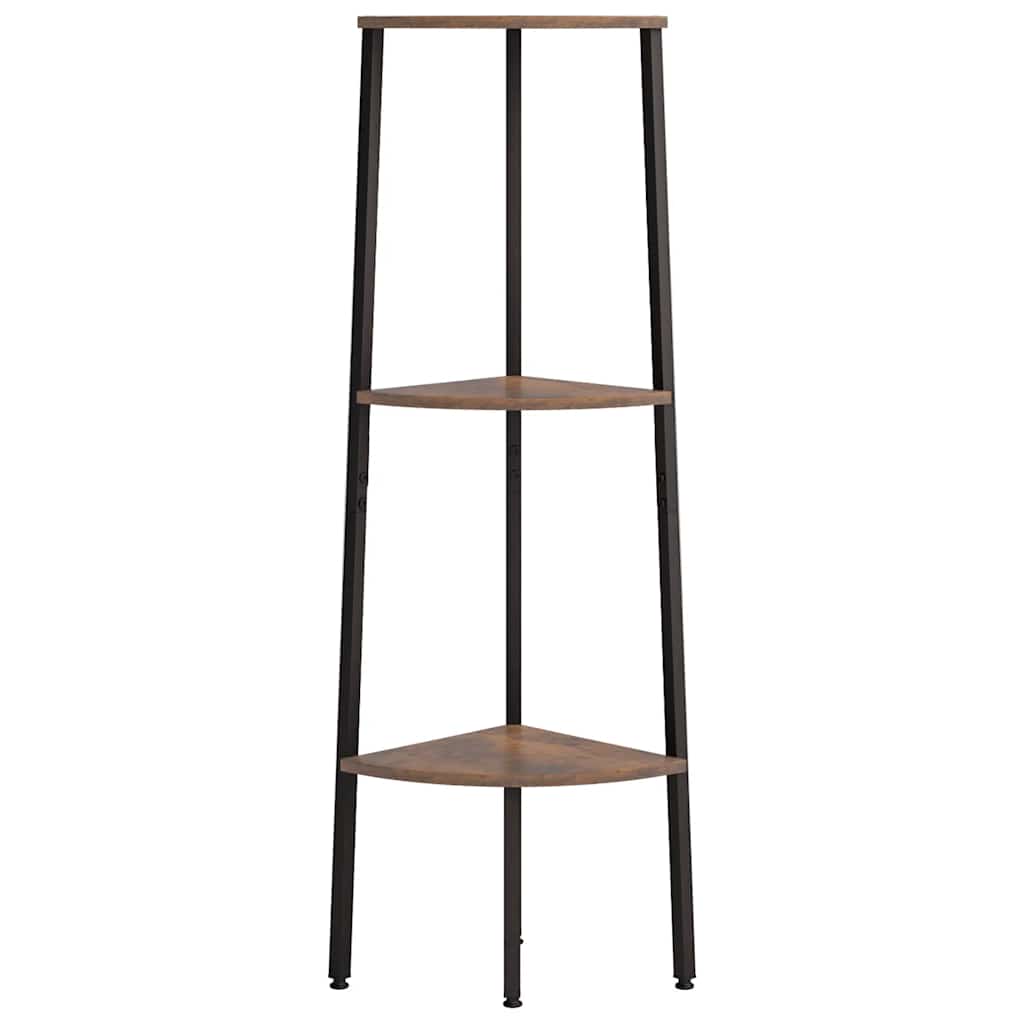 Vidaxl hoekkastje met 3 schappen 45,5x31,5x120 cm donkerbruin en zwart