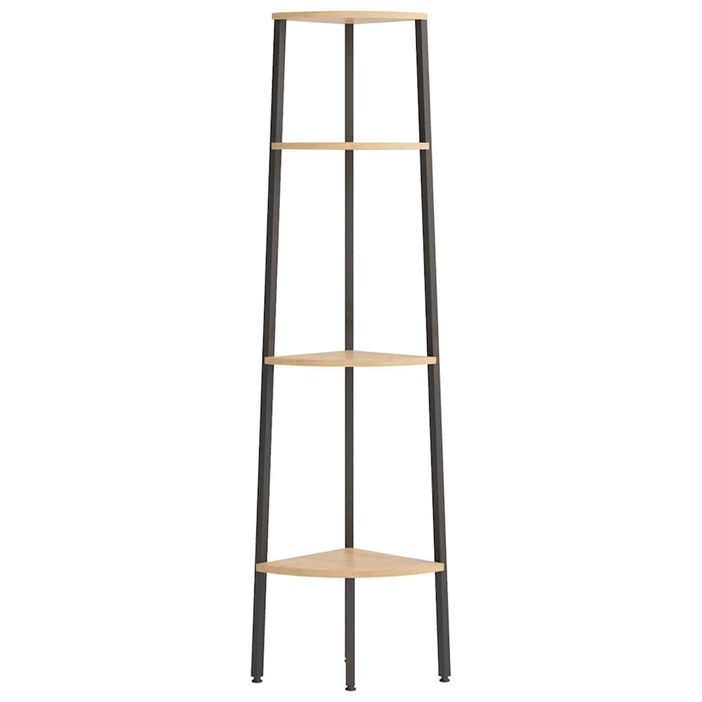 Vidaxl hoekkast met 4 lagen lichtbruin en zwart 45,5x31,5x150 cm