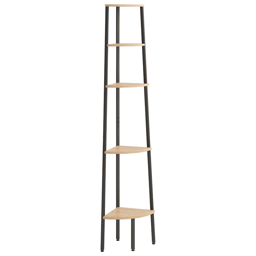 Vidaxl hoekkastje met 5 schappen 45,5x31,5x180 cm lichtbruin en zwart