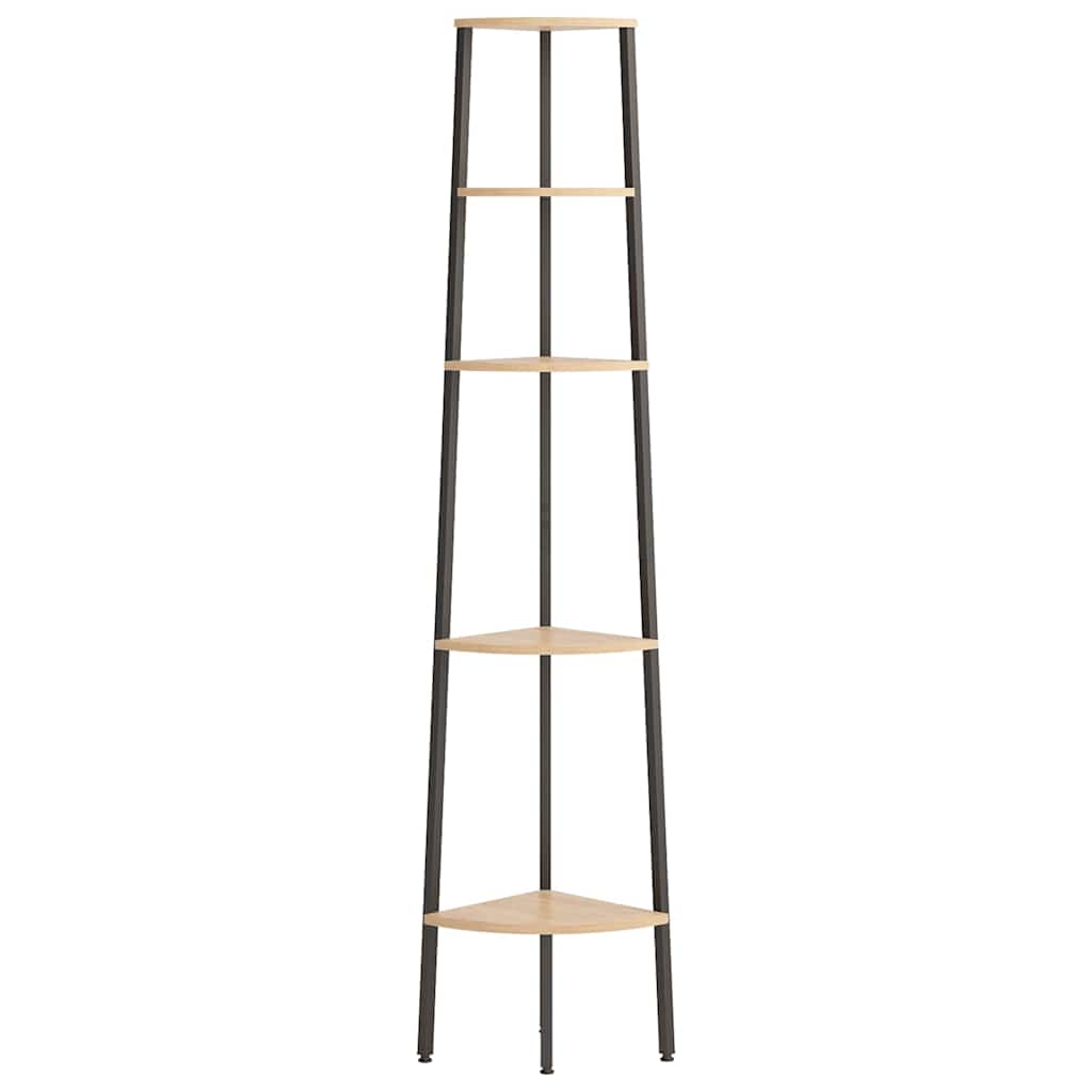 Vidaxl hoekkastje met 5 schappen 45,5x31,5x180 cm lichtbruin en zwart