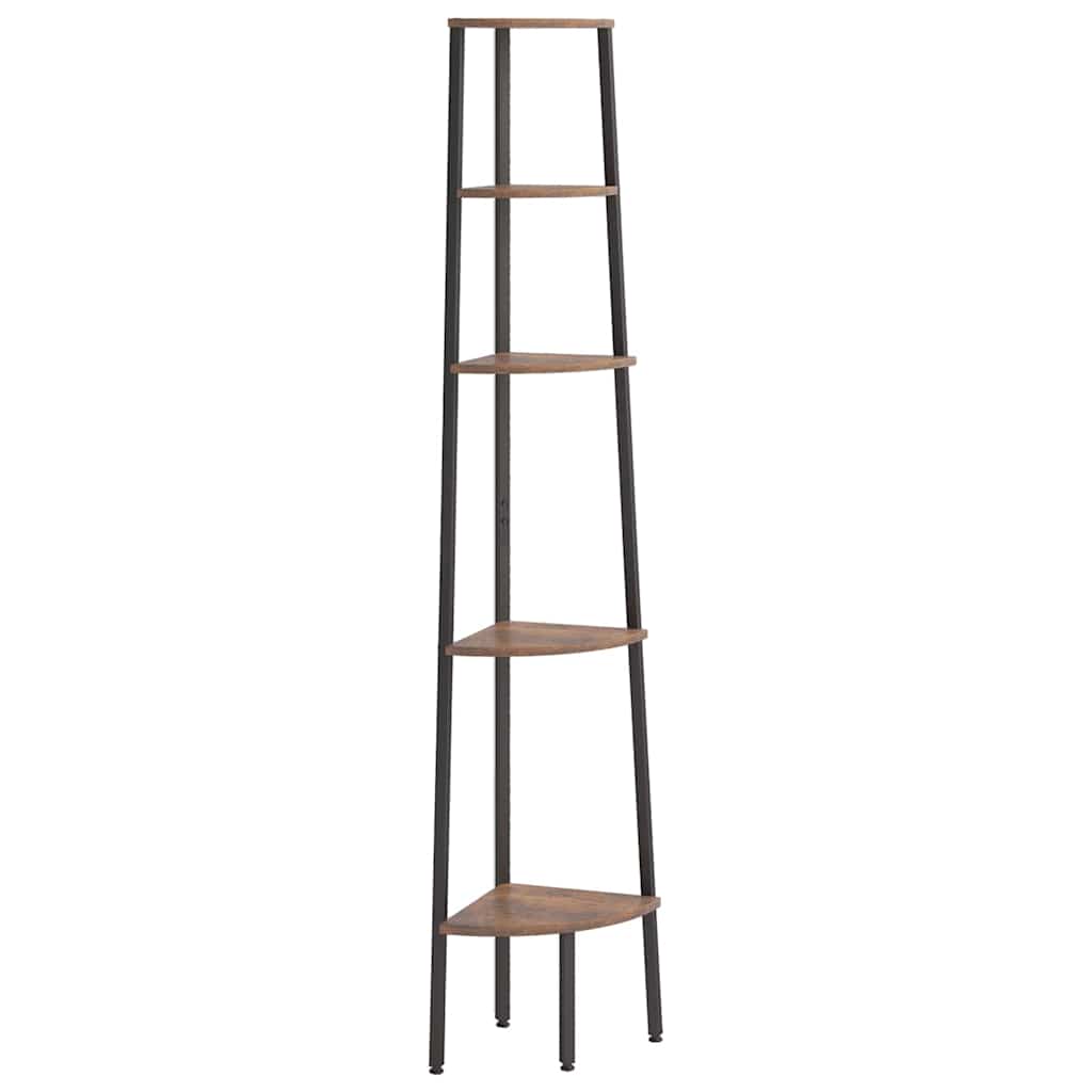 Vidaxl hoekkastje met 5 schappen 45,5x31,5x180 cm donkerbruin en zwart
