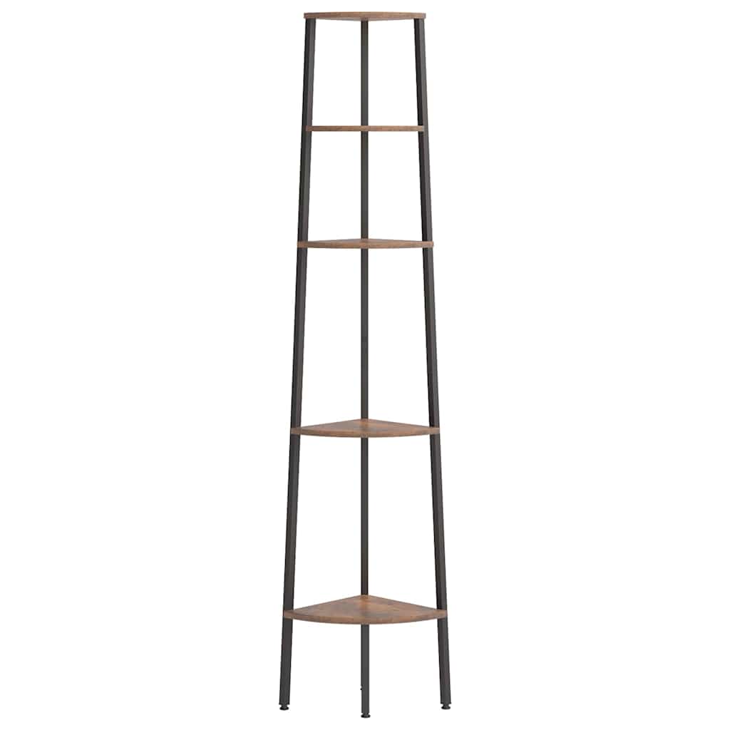 Vidaxl hoekkastje met 5 schappen 45,5x31,5x180 cm donkerbruin en zwart