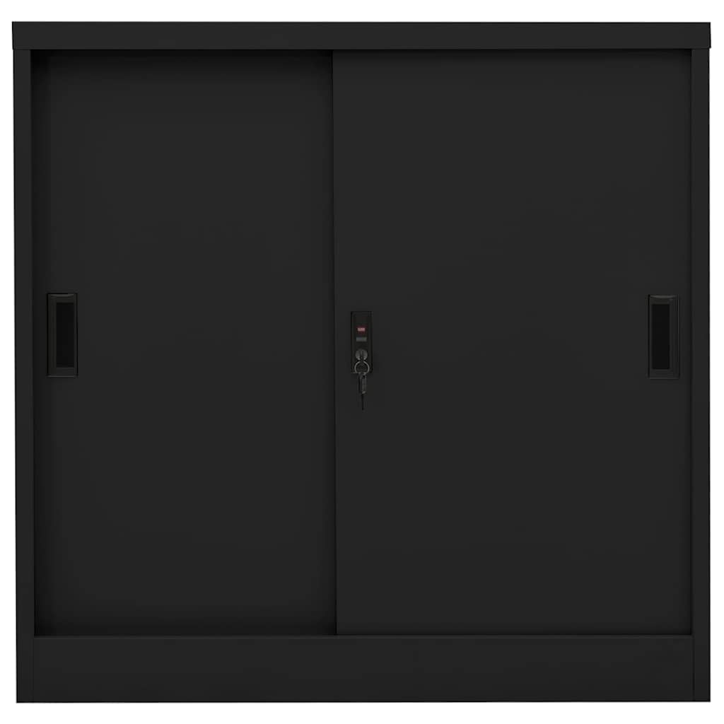 Vidaxl kantoorkast met schuifdeuren 90x40x90 cm staal zwart