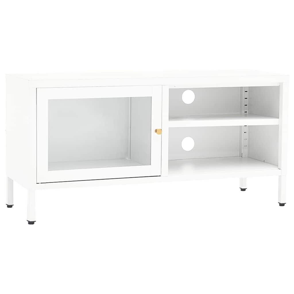 Vidaxl tv-meubel 90x30x44 cm staal en glas wit