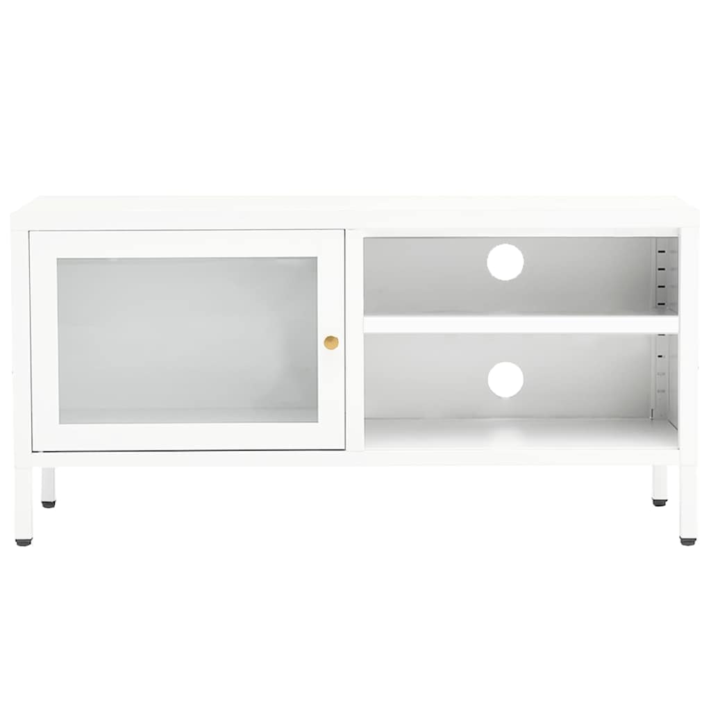 Vidaxl tv-meubel 90x30x44 cm staal en glas wit