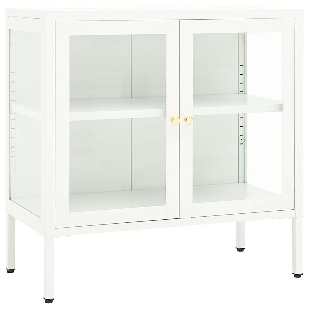 Vidaxl dressoir 70x35x70 cm staal en glas wit