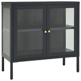 Vidaxl dressoir 70x35x70 cm staal en glas antracietkleurig