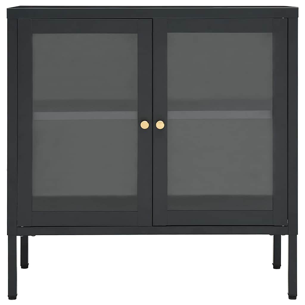 Vidaxl dressoir 70x35x70 cm staal en glas antracietkleurig