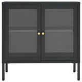 Vidaxl dressoir 70x35x70 cm staal en glas antracietkleurig