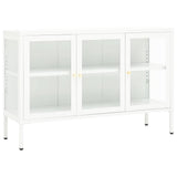 Vidaxl dressoir 105x35x70 cm staal en glas wit